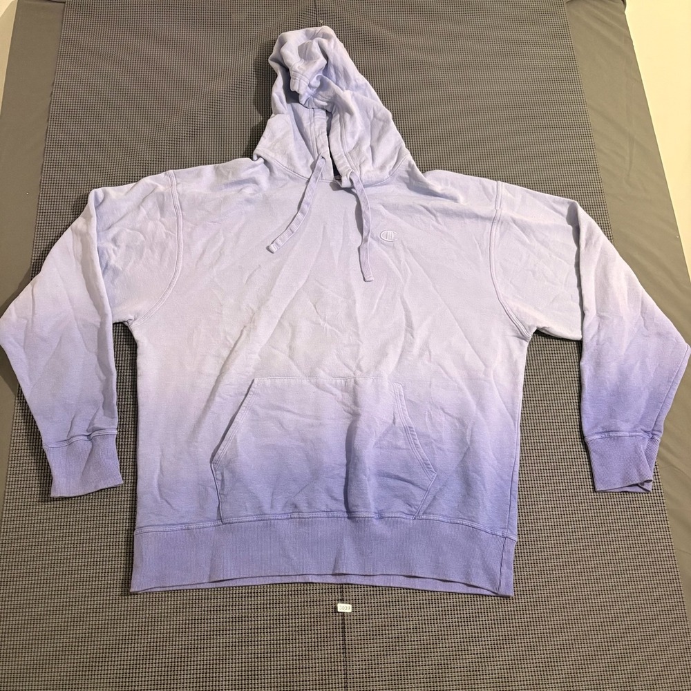 Champion Mens XL Purple White Ombre Dip Dye Pullover Hoodie